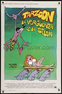 2f777 SHAME OF THE JUNGLE style B int'l Spanish language 1sh 1978 sexy Tarzan spoof, cartoon artwork!