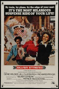 2f791 SILVER STREAK style A 1sh 1976 art of Gene Wilder, Richard Pryor & Jill Clayburgh by Gross!