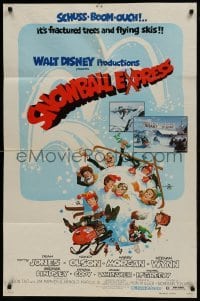 2f805 SNOWBALL EXPRESS 1sh 1972 Walt Disney, Dean Jones, wacky winter fun art!