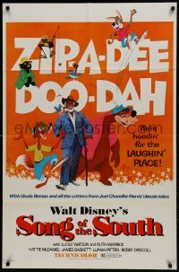 2f808 SONG OF THE SOUTH 1sh R1972 Walt Disney, Uncle Remus, Br'er Rabbit & Bear, zip-a-dee doo-dah!