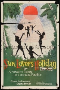 2f844 SUN LOVERS' HOLIDAY 1sh 1960 a retreat to nature in a secluded paradise, girls on beach!
