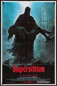 2f851 SUPERSTITION 1sh 1984 art of ghoulish figure carrying girl, you should have believed!