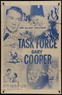 2f870 TASK FORCE 1sh R1956 great images of Gary Cooper & Jane Wyatt in World War II!