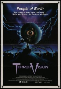 2f877 TERRORVISION 1sh 1986 Diane Franklin, Gerrit Graham, wild alien invasion art!