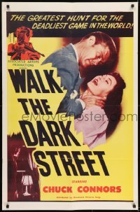 2f951 WALK THE DARK STREET 1sh 1956 great images of Chuck Connors and Don Ross!