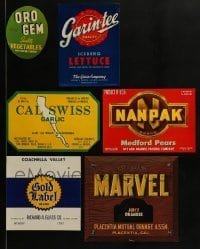 2g004 LOT OF 6 FRUIT AND VEGETABLE CRATE LABELS 1940s use them to decorate your kitchen!