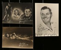 2g574 LOT OF 3 JOHNNY WEISSMULLER 5X7 FAN PHOTOS WITH FACSIMILE SIGNATURES 1930s-1950s great!