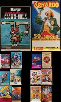 2g686 LOT OF 14 FORMERLY FOLDED NON-U.S. CIRCUS POSTERS WITH CLOWNS 1990s-2000s great artwork!