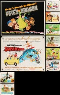 2g678 LOT OF 10 MOSTLY UNFOLDED WALT DISNEY HALF-SHEETS 1960s-1970s from a variety of movies!