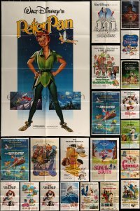 2g124 LOT OF 34 FOLDED DISNEY ONE-SHEETS 1960s-1980s great images from a variety of movies!