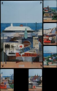2g715 LOT OF 6 HELGE ERNST DANISH TRAVEL POSTERS 1984 great art of a city by the ocean!