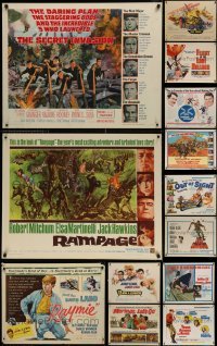 2g657 LOT OF 19 MOSTLY UNFOLDED HALF-SHEETS 1960s images from a variety of different movies!