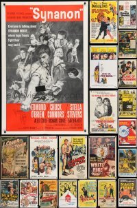 2g112 LOT OF 52 FOLDED ONE-SHEETS 1940s-1960s great images from a variety of different movies!