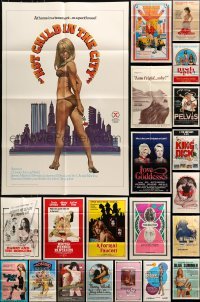 2g149 LOT OF 92 FOLDED SEXPLOITATION ONE-SHEETS 1960s-1980s great images from sexy movies!