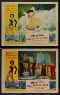 2h841 FRENCH LINE 2 2D LCs 1954 Howard Hughes, sexy Jane Russell, Joyce Mackenzie!