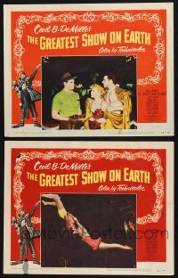 2h860 GREATEST SHOW ON EARTH 2 LCs 1952 DeMille circus classic, Charlton Heston, Wilde, Hutton!