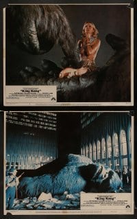 2h888 KING KONG 2 LCs 1976 great images of sexy Jessica Lange in big ape's hand & ape after fall!