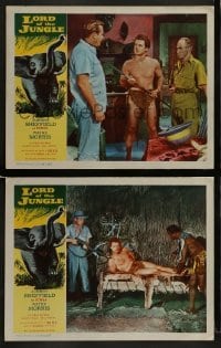 2h894 LORD OF THE JUNGLE 2 LCs 1955 Bomba the Jungle Boy w/Wayne Morris, elephant border art!