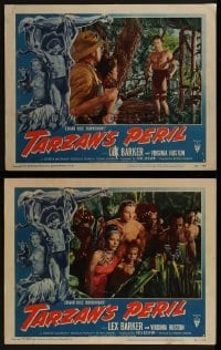 2h955 TARZAN'S PERIL 2 LCs 1951 Lex Barker in the title role, it had to be filmed in Africa!