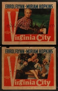 2h978 VIRGINIA CITY 2 LCs R1944 directed by Michael Curtiz, both with sexy Miriam Hopkins!