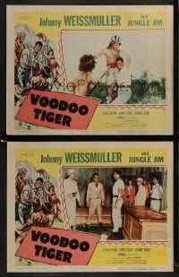 2h980 VOODOO TIGER 2 LCs 1952 Johnny Weissmuller as Jungle Jim & sexy Jeanne Dean in border art!