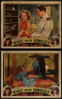 2h994 WINGS OVER HONOLULU 2 LCs 1937 pilot Ray Milland & Wendy Barrie, cool border saluting images!