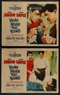 2h999 YOU'RE NEVER TOO YOUNG 2 LCs 1955 great images of suave Dean Martin & wacky Jerry Lewis!