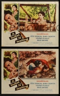2h071 BULLET IS WAITING 8 LCs 1954 Jean Simmons is trapped with Rory Calhoun & Stephen McNally!