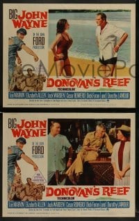 2h110 DONOVAN'S REEF 8 LCs 1963 John Ford, great art of punching sailor John Wayne & Lee Marvin!