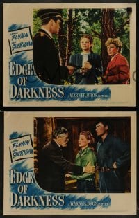 2h520 EDGE OF DARKNESS 5 LCs 1943 great images of Errol Flynn & gorgeous Ann Sheridan!