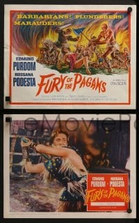 2h143 FURY OF THE PAGANS 8 LCs 1962 La Furia dei Barbari, barbarians, plunderers, marauders