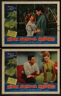 2h170 HIGH SCHOOL HELLCATS 8 LCs 1958 best AIP bad girl Yvonne Lime, Bret Halsey, classic border art