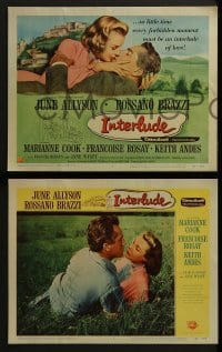 2h190 INTERLUDE 8 LCs 1957 Douglas Sirk, James M. Cain, Rossano Brazzi romancing June Allyson!
