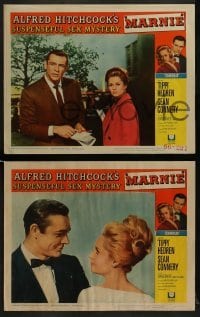2h233 MARNIE 8 LCs 1964 Sean Connery & Tippi Hedren in Alfred Hitchcock's suspenseful sex mystery!