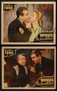 2h635 MURDER BY INVITATION 4 LCs 1941 Wallace Ford & Marian Marsh, murder mystery comedy!