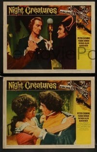 2h637 NIGHT CREATURES 4 LCs 1962 Hammer horror, great close up of soldiers by wacky scarecrow!