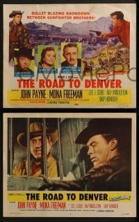 2h299 ROAD TO DENVER 8 LCs 1955 John Payne in a bullet blazing showdown between gunfighter brothers!