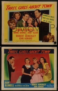 2h376 THREE GIRLS ABOUT TOWN 8 LCs 1941 Robert Benchley w/Joan Blondell, Binnie Barnes & Janet Blair