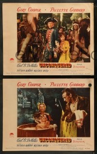 2h463 UNCONQUERED 7 LCs 1947 directed by Cecil B. DeMille, Gary Cooper, Paulette Goddard!