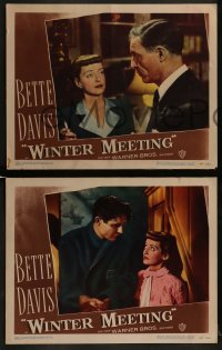 2h786 WINTER MEETING 3 LCs 1948 Bette Davis, Jim Davis & Janis Paige in New York City!