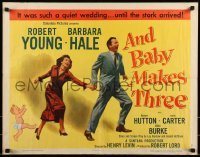 2j517 AND BABY MAKES THREE style B 1/2sh 1949 Robert Young, Barbara Hale, wacky art of baby!