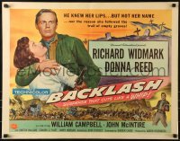 2j531 BACKLASH style A 1/2sh 1956 Richard Widmark knew Donna Reed's lips but not her name!