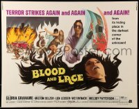 2j550 BLOOD & LACE 1/2sh 1971 AIP, gruesome horror image of wacky cultist w/bloody hammer!