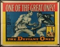 2j602 DEFIANT ONES style B 1/2sh 1958 art of escaped cons Tony Curtis & Sidney Poitier chained together!