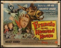 2j641 FRANCIS IN THE HAUNTED HOUSE style B 1/2sh 1956 wacky art of Mickey Rooney w/Francis the talking mule!