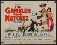 2j645 GAMBLER FROM NATCHEZ 1/2sh 1954 Dale Robertson, Debra Paget, cool riverboat art!