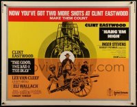 2j658 GOOD, THE BAD & THE UGLY/HANG 'EM HIGH 1/2sh 1969 Clint Eastwood, try a little tenderness!