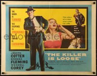 2j708 KILLER IS LOOSE style A 1/2sh 1956 cop Joseph Cotten uses wife Rhonda Fleming as bait!