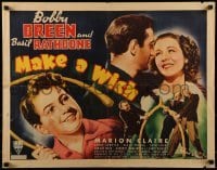 2j740 MAKE A WISH style B 1/2sh 1937 Bobby Breen, Basil Rathbone & Marion Claire, wacky wishbone!