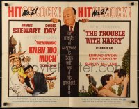 2j745 MAN WHO KNEW TOO MUCH/TROUBLE WITH HARRY 1/2sh 1963 James Stewart, MacLaine, Alfred Hitchcock double-feature!